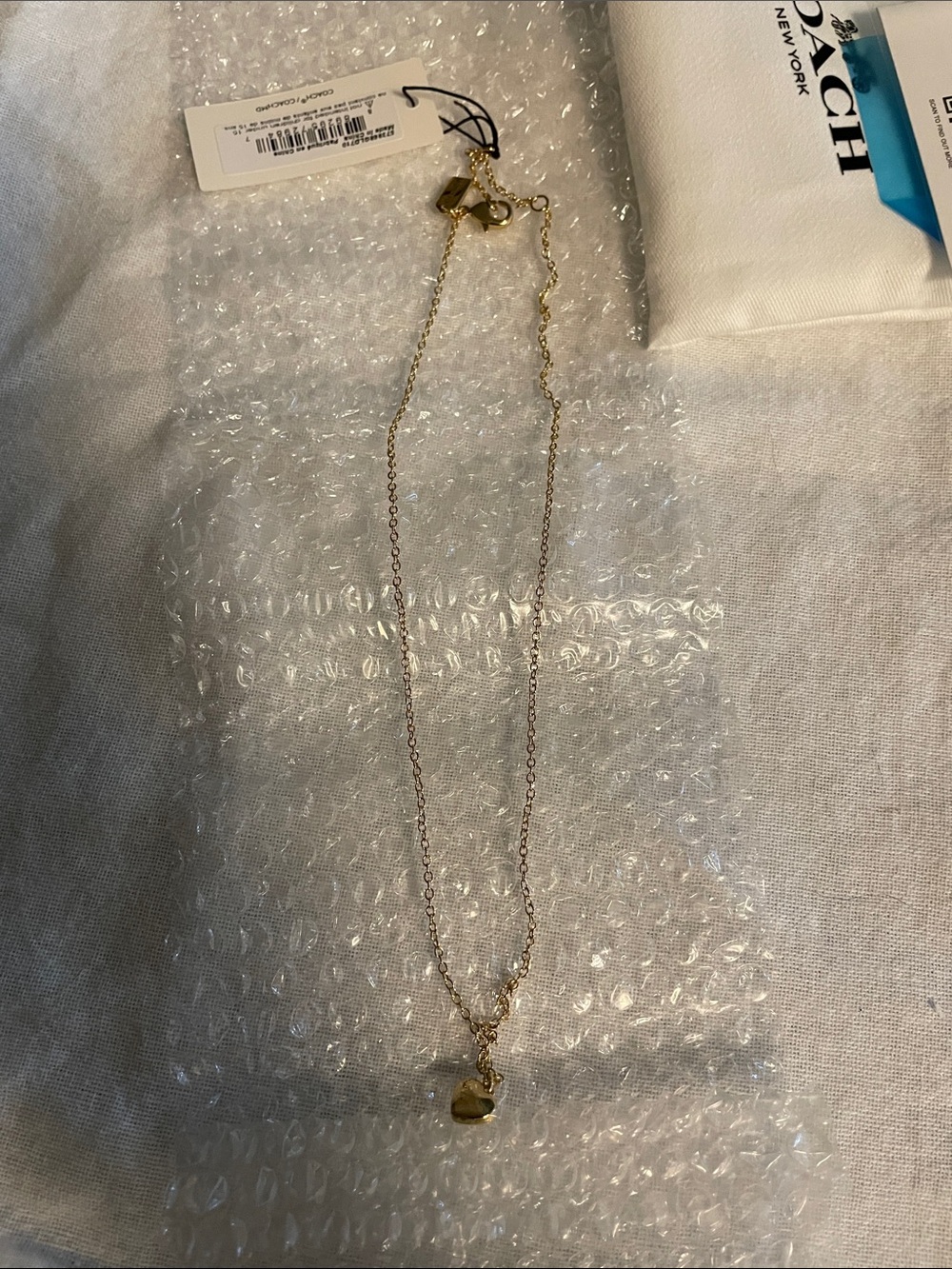 Coach Gold Heart Charm Pendant Necklace